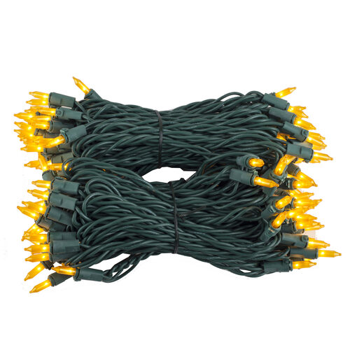100 Gold Frost Mini Lights, Green Wire, 6" Spacing
