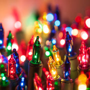 100 Multi Color Mini Lights, Green Wire, 6" Spacing