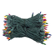 100 Multi Color Mini Lights, Green Wire, 6" Spacing