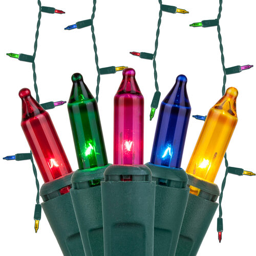 Multicolor Mini Icicle Lights on Green Wire
