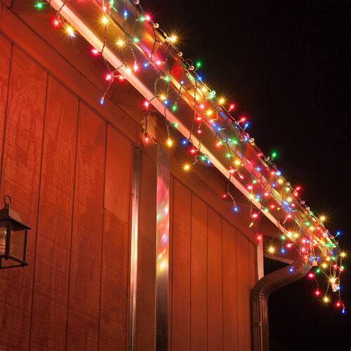 Multicolor Mini Icicle Lights on Green Wire