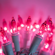 100 Pink Mini Lights, White Wire, 2.5" Spacing