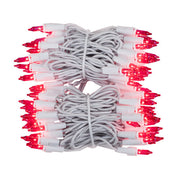 100 Pink Mini Lights, White Wire, 2.5" Spacing