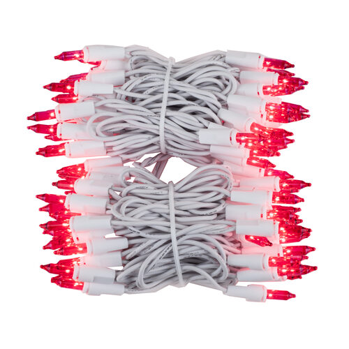 100 Pink Mini Lights, White Wire, 2.5" Spacing
