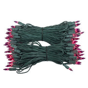 100 Purple Mini Lights, Green Wire, 6" Spacing