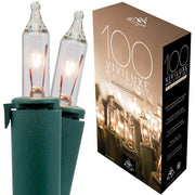 100 Viviluxe TM Clear Christmas Mini Lights, White Wire, 5.5" Spacing