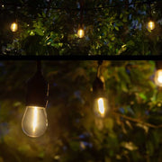 Warm White Straight Filament Shatterproof LED Patio String Light Set with S14 Bulbs on Black Wire, with Drops