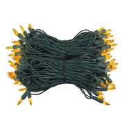 100 Yellow Mini Lights, Green Wire, 2.5" Spacing