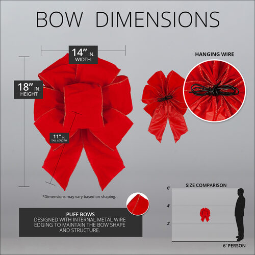 Red Puff Velvet 7-Loop Indoor Christmas Bow