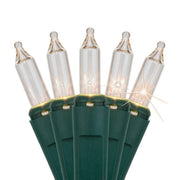 140 Clear Chasing Lights, Green Wire, 4" Spacing