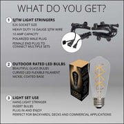 FlexFilament TM LED Patio String Light Set with 10 5W ST64 Edison Bulbs on Black Wire