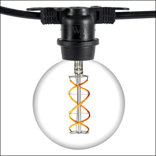 FlexFilament TM LED Patio String Light Set with G95 Edison Bulbs on Black Wire