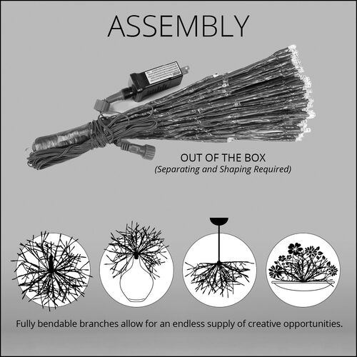15" Green Starburst Lighted Branches, Green LED Twinkle, Set of 3