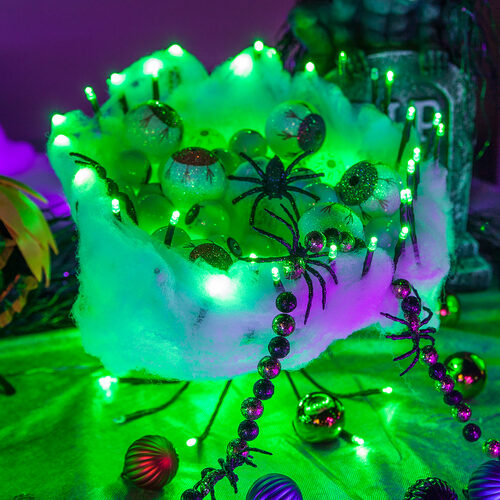 15" Green Starburst Lighted Branches, Green LED Twinkle, Set of 3