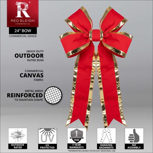 Red with Gold Trim Structural 3D Canvas Bow