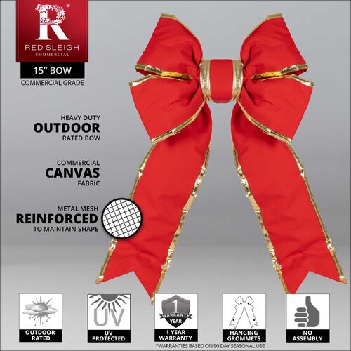 Red with Gold Trim Structural 3D Canvas Bow