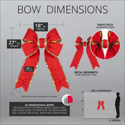 Red with Gold Trim Structural 3D Canvas Bow