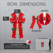 Red with Gold Trim Structural 3D Canvas Bow