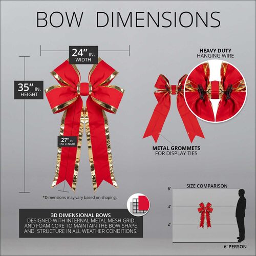 Red with Gold Trim Structural 3D Canvas Bow