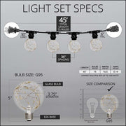 RGB Color Change LEDimagine TM Patio String Light Set with G95 Fairy Light Bulbs on Black Wire