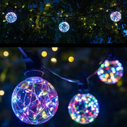 RGB Color Change LEDimagine TM Patio String Light Set with G95 Fairy Light Bulbs on Black Wire