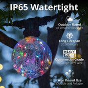 RGB Color Change LEDimagine TM Patio String Light Set with G95 Fairy Light Bulbs on Black Wire