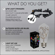 RGB Color Change LEDimagine TM Patio String Light Set with 10 ST64 Fairy Light Bulbs on Black Wire