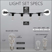 RGB Color Change LEDimagine TM Patio String Light Set with 10 ST64 Fairy Light Bulbs on Black Wire
