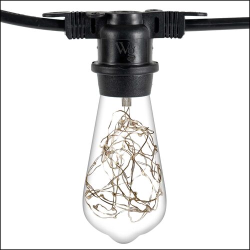 RGB Color Change LEDimagine TM Patio String Light Set with 10 ST64 Fairy Light Bulbs on Black Wire