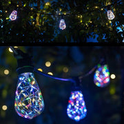 RGB Color Change LEDimagine TM Patio String Light Set with 10 ST64 Fairy Light Bulbs on Black Wire