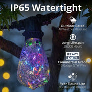 RGB Color Change LEDimagine TM Patio String Light Set with 10 ST64 Fairy Light Bulbs on Black Wire