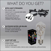 RGB Color Change LEDimagine TM Patio String Light Set with 10 ST64 Fairy Light Bulbs on Black Wire