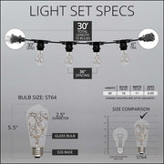 RGB Color Change LEDimagine TM Patio String Light Set with 10 ST64 Fairy Light Bulbs on Black Wire