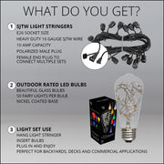 RGB Color Change LEDimagine TM Patio String Light Set with 10 ST64 Fairy Light Bulbs on Black Wire, with Drops