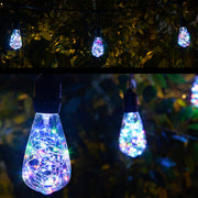 RGB Color Change LEDimagine TM Patio String Light Set with 10 ST64 Fairy Light Bulbs on Black Wire, with Drops