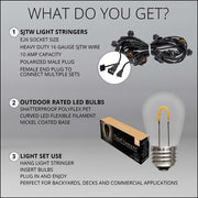Warm White FlexFilament TM Shatterproof LED Patio String Light Set with S14 Bulbs on Black Wire