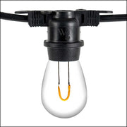 Warm White FlexFilament TM Shatterproof LED Patio String Light Set with S14 Bulbs on Black Wire
