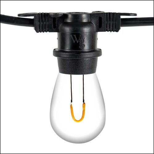 Warm White FlexFilament TM Shatterproof LED Patio String Light Set with S14 Bulbs on Black Wire