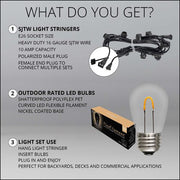 Warm White FlexFilament TM Shatterproof LED Patio String Light Set with S14 Bulbs on Black Wire