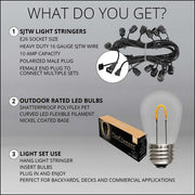Warm White FlexFilament TM Shatterproof LED Patio String Light Set with S14 Bulbs on Black Wire, with Drops