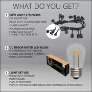 Warm White FlexFilament TM Shatterproof LED Patio String Light Set with S14 Bulbs on Black Wire, with Drops