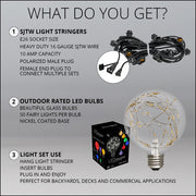 Warm White LEDimagine TM Patio String Light Set with G95 Fairy Light Bulbs on Black Wire