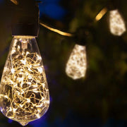 Warm White LEDimagine TM Patio String Light Set with 10 ST64 Fairy Light Bulbs on Black Wire