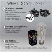 Warm White LEDimagine TM Patio String Light Set with 10 ST64 Fairy Light Bulbs on Black Wire