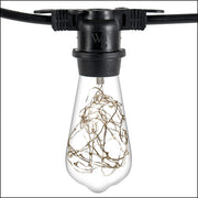 Warm White LEDimagine TM Patio String Light Set with 10 ST64 Fairy Light Bulbs on Black Wire