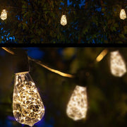 Warm White LEDimagine TM Patio String Light Set with 10 ST64 Fairy Light Bulbs on Black Wire