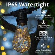 Warm White LEDimagine TM Patio String Light Set with 10 ST64 Fairy Light Bulbs on Black Wire