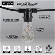 Warm White LEDimagine TM Patio String Light Set with 10 ST64 Fairy Light Bulbs on Black Wire