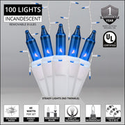 Blue Mini Icicle Lights on White Wire