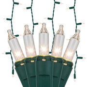 Clear Mini Icicle Lights on Green Wire